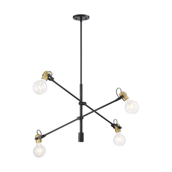 Mantra - 4 Light Pendant - Black Finish with Brushed Brass Accents (81|60/6990)