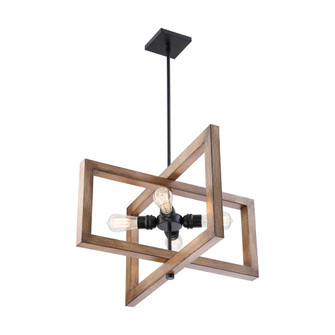 Beacon - 4 Light Large Pendant - Black and Honey Wood Finish (81|60/6825)