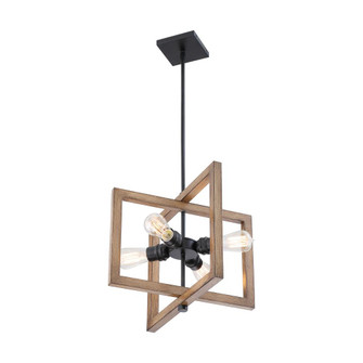 Beacon - 4 Light Small Pendant - Black and Honey Wood Finish (81|60/6827)
