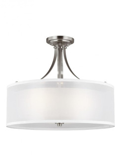 Elmwood Park traditional 3-light indoor dimmable ceiling semi-flush mount in brushed nickel silver f (38|7737303-962)
