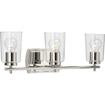 Adley Collection Three-Light Polished Nickel Clear Glass New Traditional Bath Vanity Light (149|P300156-104)