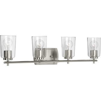 Adley Collection Four-Light Brushed Nickel Clear Glass New Traditional Bath Vanity Light (149|P300157-009)