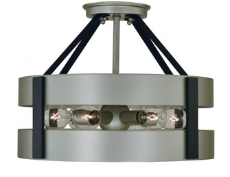 6-Light Satin Pewter/Matte Black Orion Flush / Semi-Flush Chandelier (84|5382 SP/MBLACK)