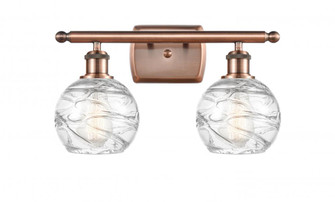 Athens Deco Swirl - 2 Light - 16 inch - Antique Copper - Bath Vanity Light (3442|516-2W-AC-G1213-6-LED)