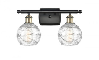 Athens Deco Swirl - 2 Light - 16 inch - Black Antique Brass - Bath Vanity Light (3442|516-2W-BAB-G1213-6-LED)