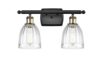 Brookfield - 2 Light - 16 inch - Black Antique Brass - Bath Vanity Light (3442|516-2W-BAB-G442-LED)