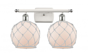Farmhouse Rope - 2 Light - 18 inch - White Polished Chrome - Bath Vanity Light (3442|516-2W-WPC-G121-8RW)