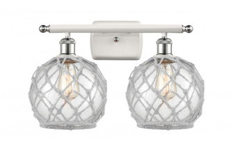 Farmhouse Rope - 2 Light - 18 inch - White Polished Chrome - Bath Vanity Light (3442|516-2W-WPC-G122-8RW-LED)