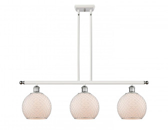 Farmhouse Chicken Wire - 3 Light - 36 inch - White Polished Chrome - Cord hung - Island Light (3442|516-3I-WPC-G121-8CSN)