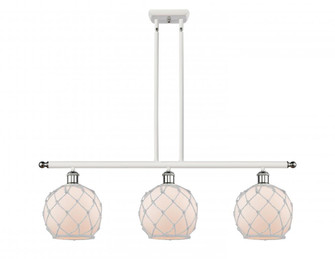 Farmhouse Rope - 3 Light - 36 inch - White Polished Chrome - Stem hung - Island Light (3442|516-3I-WPC-G121-8RW)