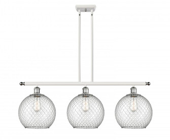 Farmhouse Chicken Wire - 3 Light - 37 inch - White Polished Chrome - Stem hung - Island Light (3442|516-3I-WPC-G122-10CSN)