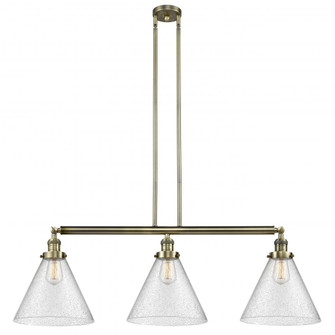 Cone - 3 Light - 44 inch - Antique Brass - Stem Hung - Adjustable Island Light (3442|213-AB-G44-L-LED)