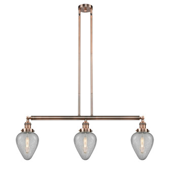 Geneseo - 3 Light - 38 inch - Antique Copper - Stem Hung - Adjustable Island Light (3442|213-AC-G165-LED)