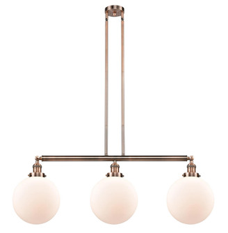 Beacon - 3 Light - 42 inch - Antique Copper - Stem Hung - Adjustable Island Light (3442|213-AC-G201-10-LED)