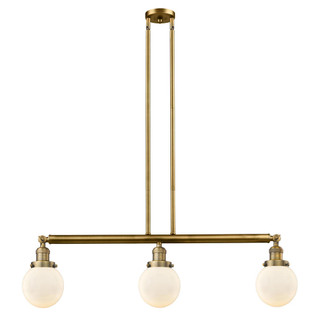 Beacon - 3 Light - 39 inch - Brushed Brass - Stem Hung - Adjustable Island Light (3442|213-BB-G201-6-LED)