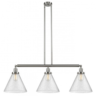 Cone - 3 Light - 44 inch - Brushed Satin Nickel - Stem Hung - Island Light (3442|213-SN-G44-L-LED)