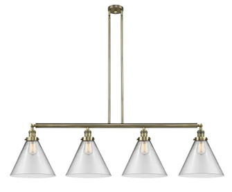 Cone - 4 Light - 56 inch - Antique Brass - Stem Hung - Adjustable Island Light (3442|214-AB-G42-L-LED)