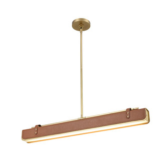 Valise 31-in Vintage Brass/Cognac Leather Dimmable LED Pendant (7713|PD307931VBCL)