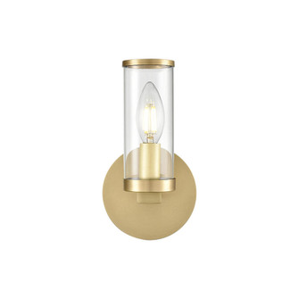 Revolve Clear Glass/Natural Brass 1 Light Damp-Rated Wall/Vanity Light (7713|WV309001NBCG)