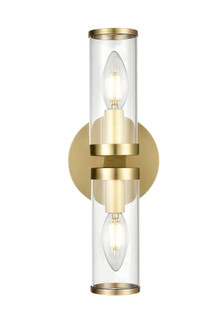 Revolve Clear Glass/Natural Brass 2 Lights Wall/Vanity (7713|WV309002NBCG)