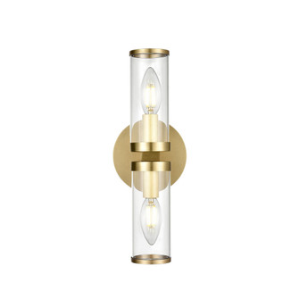 Revolve Clear Glass/Natural Brass 2 Lights (Vertical) Damp-Rated Wall/Vanity Light (7713|WV309002NBCG)