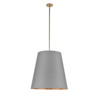 Calor 25-in Gray Linen With Gold Parchment/Vintage Brass 3 Lights Socket Pendant (7713|PD311025VBGG)
