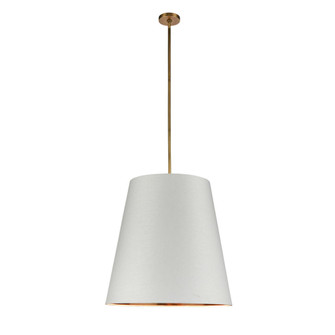 Calor 25-in Vintage Brass/White Linen With Gold Parchment 3 Lights Socket Pendant (7713|PD311025VBWG)