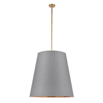 Calor 30-in Gray Linen With Gold Parchment/Vintage Brass 3 Lights Socket Pendant (7713|PD311030VBGG)