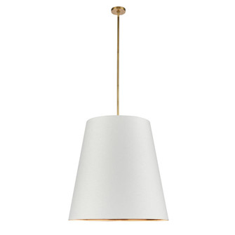 Calor 30-in Vintage Brass/White Linen With Gold Parchment 3 Lights Socket Pendant (7713|PD311030VBWG)