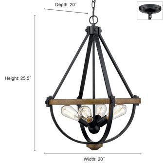 Ellijay 4-Light Pendant light Matte Black/Wood Tone (670|2394-MB/WT)