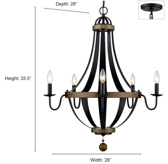 Ellijay 5-Light Chandelier Ceiling Light Matte Black/Wood Tone (670|2395-MB/WT)