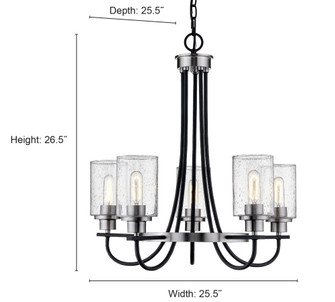Clifton 5-Light Chandelier Ceiling Light Matte Black/Brushed Nickel (670|3505-MB/BN)