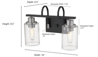 Clifton 2-Light Vanity Matte Black/Brushed Nickel (670|3512-MB/BN)