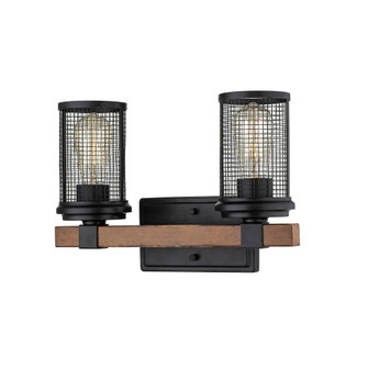 Mesa 2-Light Vanity Matte Black/Wood Grain (670|3532-MB/WG)