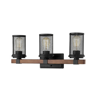 Mesa 3-Light Vanity Matte Black/Wood Grain (670|3533-MB/WG)