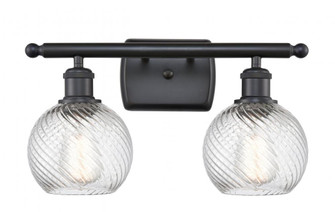 Small Twisted Swirl 2 Light Bath Vanity Light part of the Ballston Collection (3442|516-2W-BK-G1214-6)