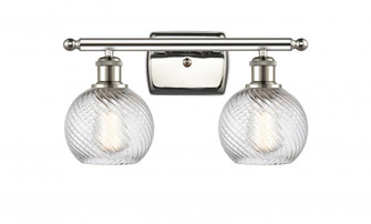 Small Twisted Swirl 2 Light Bath Vanity Light part of the Ballston Collection (3442|516-2W-PN-G1214-6-LED)