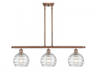 Athens Deco Swirl - 3 Light - 36 inch - Antique Copper - Cord hung - Island Light (3442|516-3I-AC-G1213-8-LED)
