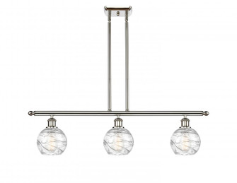 Athens Deco Swirl - 3 Light - 36 inch - Polished Nickel - Stem hung - Island Light (3442|516-3I-PN-G1213-6-LED)