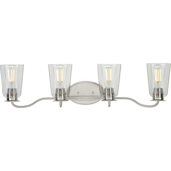 Durrell Collection Four-Light Brushed Nickel Clear Glass Coastal Bath Vanity Light (149|P300264-009)