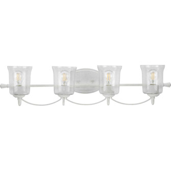 Bowman Collection Four-Light Cottage White Clear Chiseled Glass Coastal Bath Vanity Light (149|P300256-151)