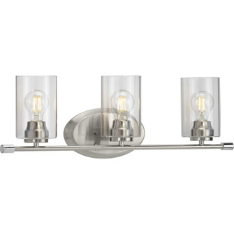 Riley Collection Three-Light Brushed Nickel Clear Glass Modern Bath Vanity Light (149|P300278-009)