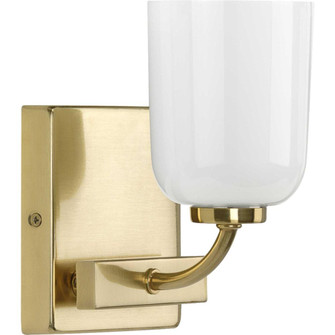 Moore Collection One-Light Satin Brass White Opal Glass Luxe Bath Vanity Light (149|P300280-012)