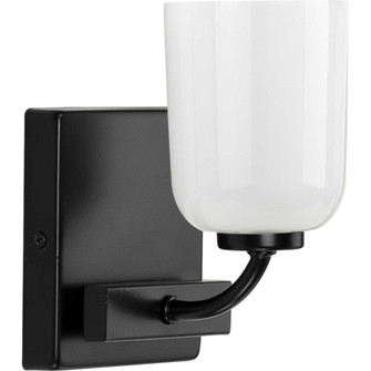 Moore Collection One-Light Matte Black White Opal Glass Luxe Bath Vanity Light (149|P300280-031)