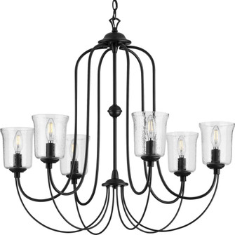 Bowman Collection Six-Light Matte Black Clear Chiseled Glass Coastal Chandelier Light (149|P400195-031)