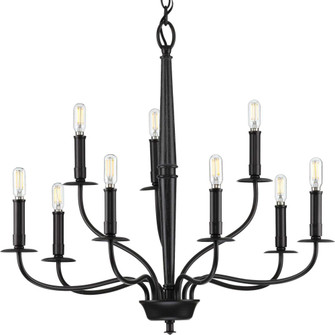 Durrell Collection Nine-Light Matte Black Coastal Chandelier Light (149|P400200-031)