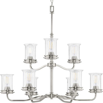 Winslett Collection Nine-Light Brushed Nickel Clear Seeded Glass Coastal Chandelier Light (149|P400208-009)