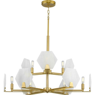 Rae Collection Nine-Light Brushed Bronze White Alabaster Glass Luxe Chandelier Light (149|P400217-109)