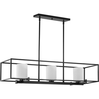 Chadwick Collection Three-Light Matte Black Etched Opal Glass Modern Linear Chandelier Light (149|P400225-031)