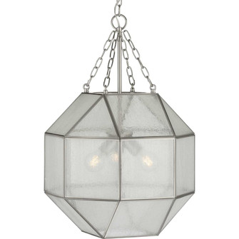 Mauldin Collection Three-Light Brushed Nickel Clear Seeded Glass Global Pendant Light (149|P500222-009)